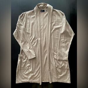FENINI Long Open-Front Cardigan w/Pockets sz S | Beige/Sand